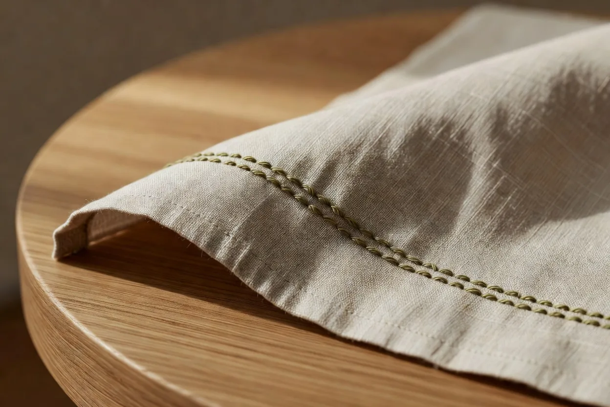 リネンの刺繍ディテール